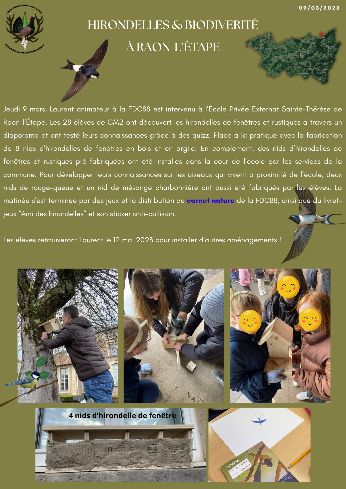 09/03/2023 : Hirondelles &amp; Biodiversit  Raon-l'tape